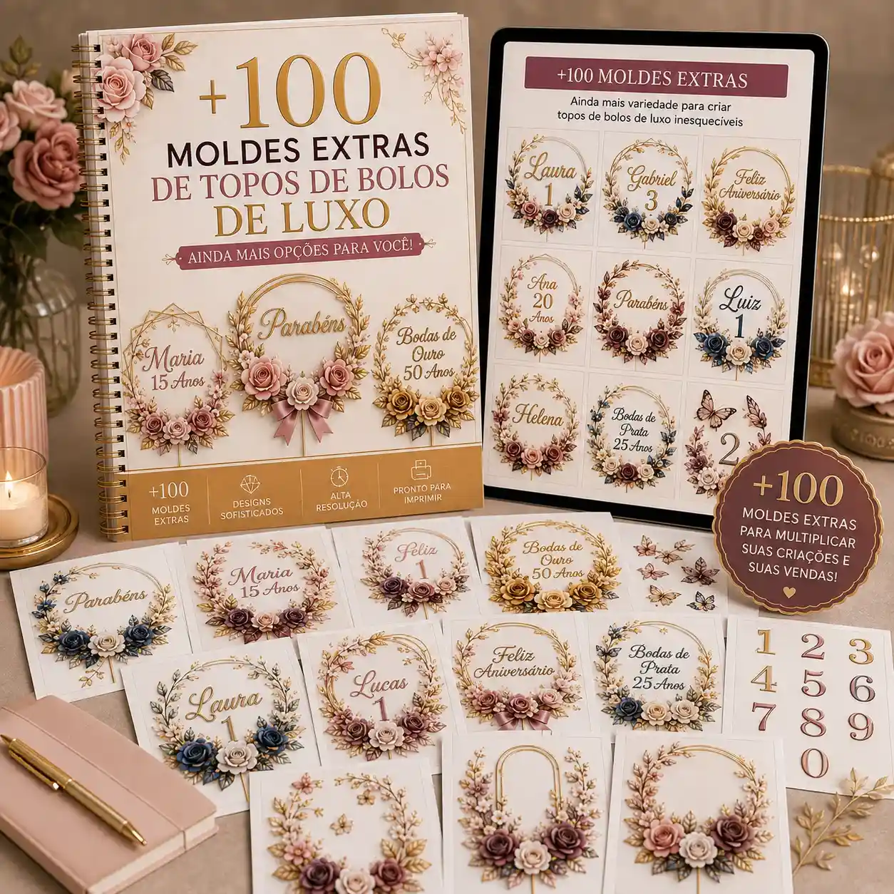 +100 Moldes Extras de Topos de Bolos de Luxo